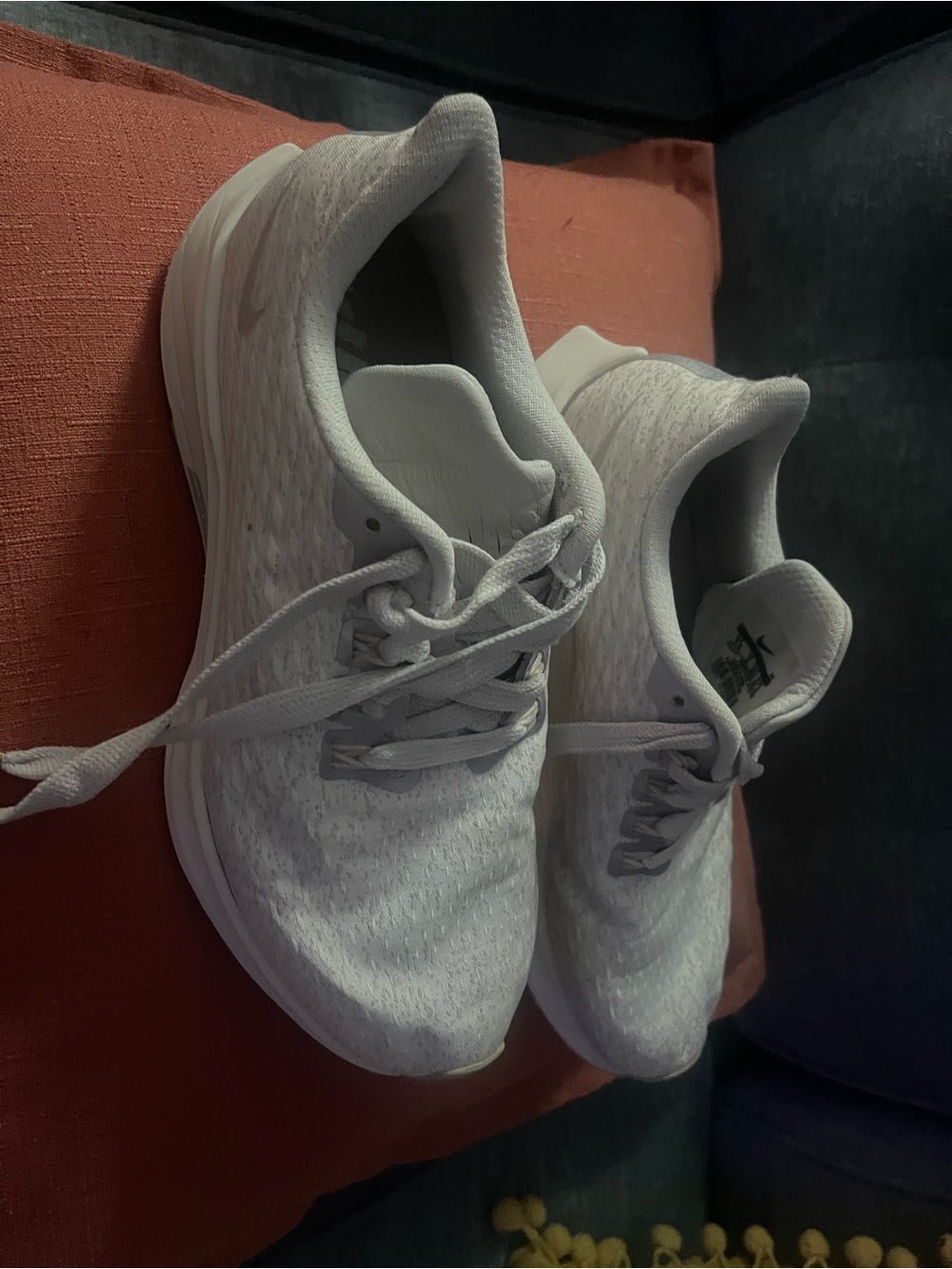 Nike Women's Light Gray Knit Sneakers - White Sole